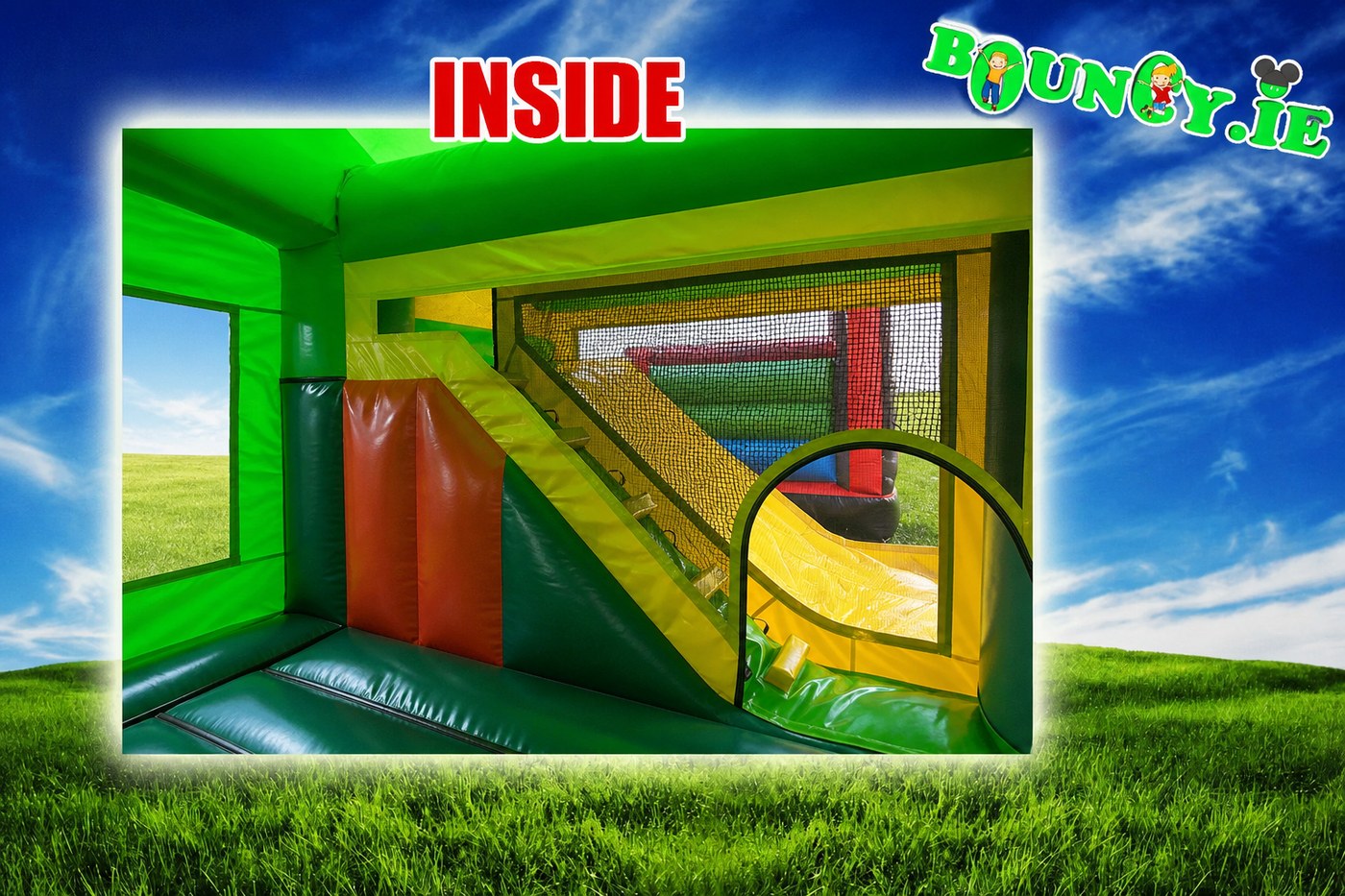 Jungle 18x15 bouncy castle inside climb and slide