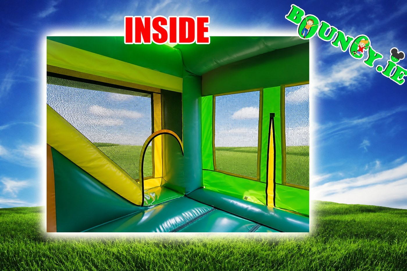 Jungle 18x15 bouncy castle inside corner view