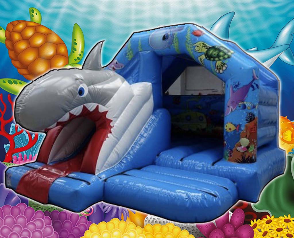 Shark combo with slide 12x15ft bouncy castle