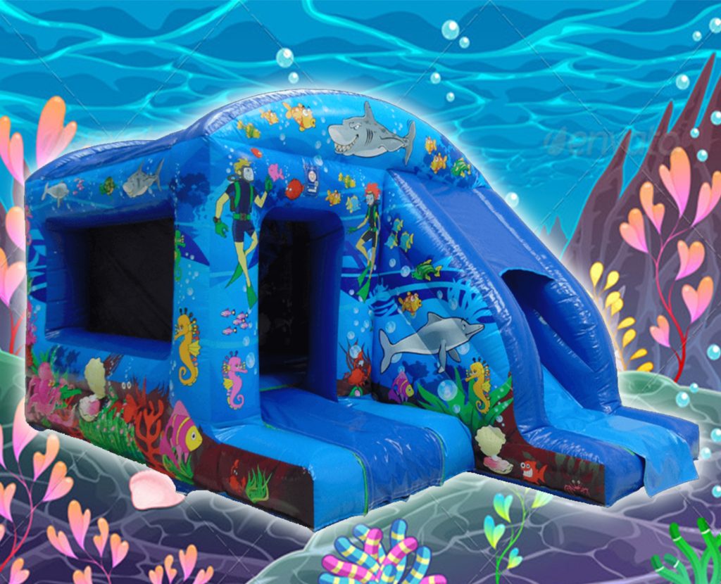 Undersea combo with slide 12x18ft bouncy castle